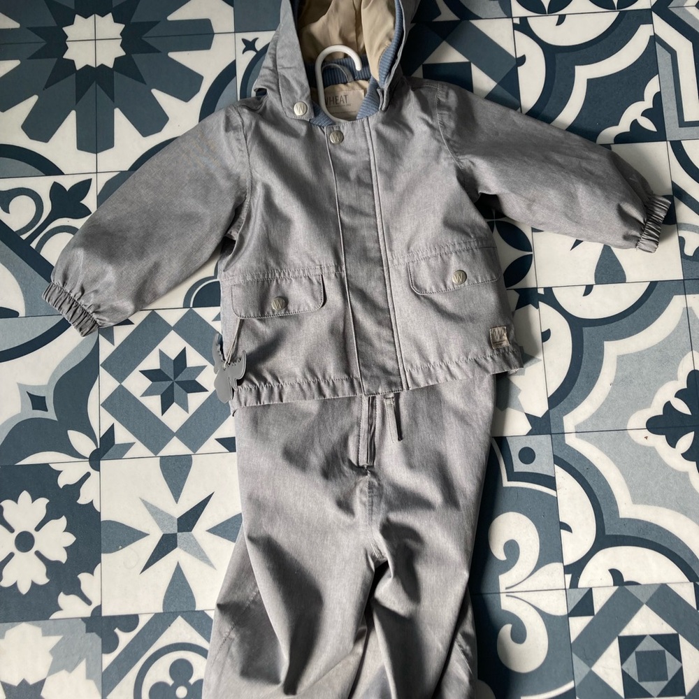 WHEAT Gray Kids Hooded Bottoms 9M